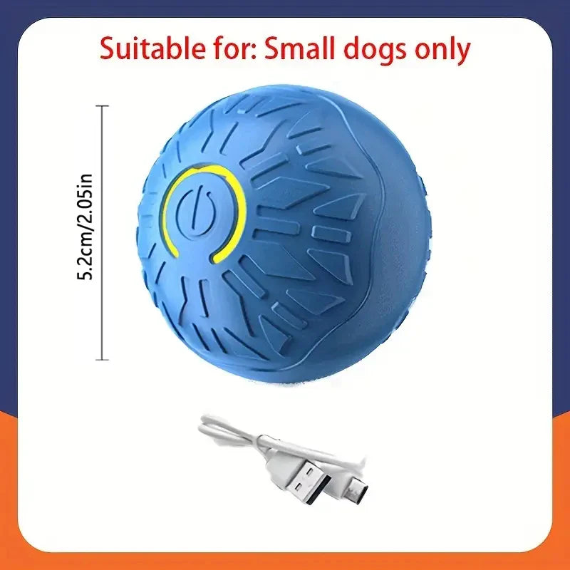 Automatic Interactive Dog Toy Ball USB Rechargeable Rolling Bouncing Chew Toy for Puppies to Large Dogs — Sizes 5.2 cm / 6.7 cm (2.05 in / 2.64 in) Blue XH China Mainland