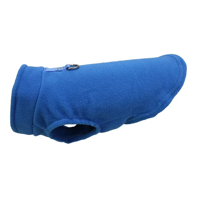Winter Fleece Pet Jacket Vest with D-Ring – Warm Dog & Cat Coat for Small Breeds (Chihuahua, French Bulldog) blue