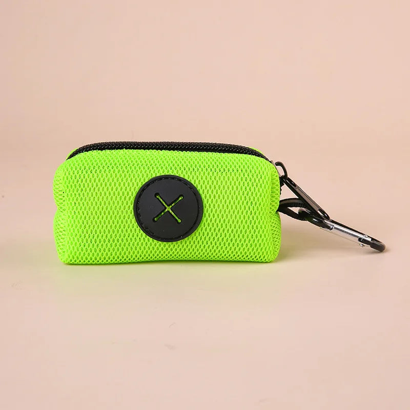 Canvas Dog Poop Bag Holder | Outdoor Pet Waste Bag Dispenser with Carabiner Clip light green