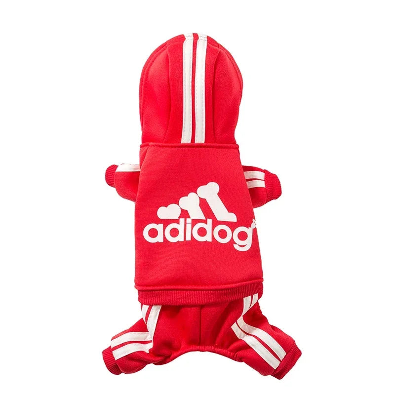 Adidog Clothes Dog Jumpsuit Warm Puppy Pet Clothes For Dog Hoodies Sweatshirt Yorkie French Bulldog Clothing For Dog Coat Jacket Red