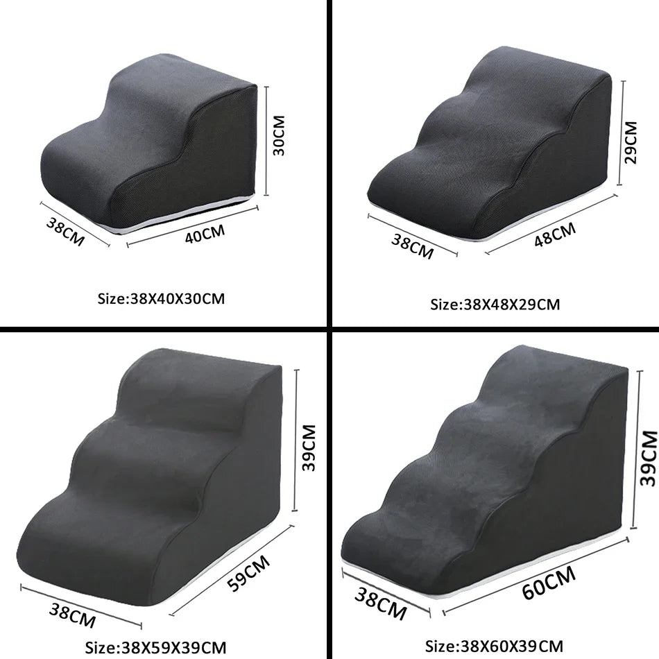 2/3/4-Step Pet Ramp & Ladder for Dogs and Cats – Non-Slip Removable Sofa Bed Stairs dark gray