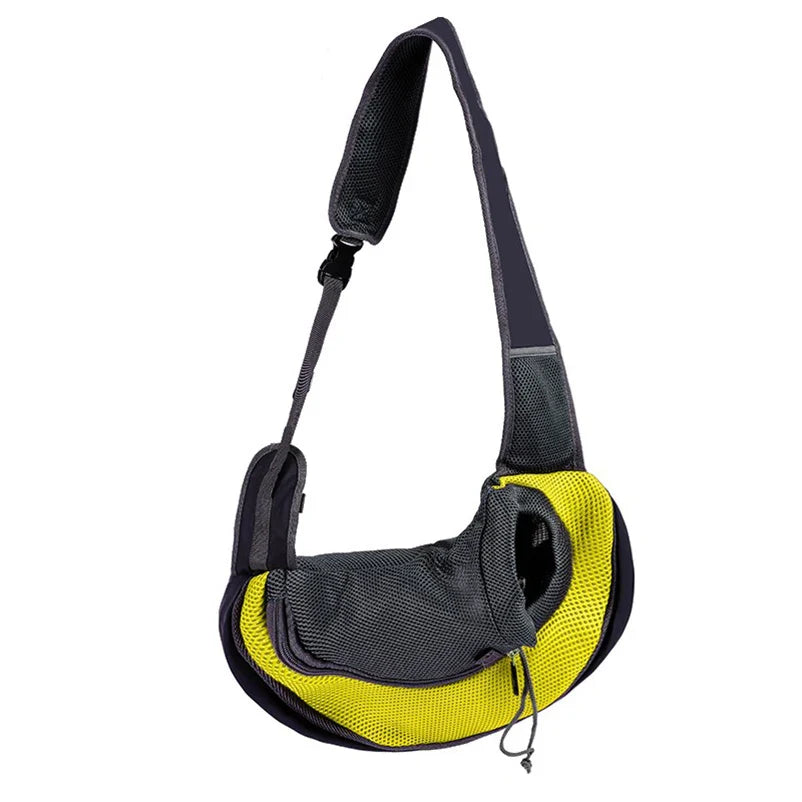 Crossbody Pet Carrier Sling Backpack – Breathable Thickened Nylon for Small Dogs & Cats yellow