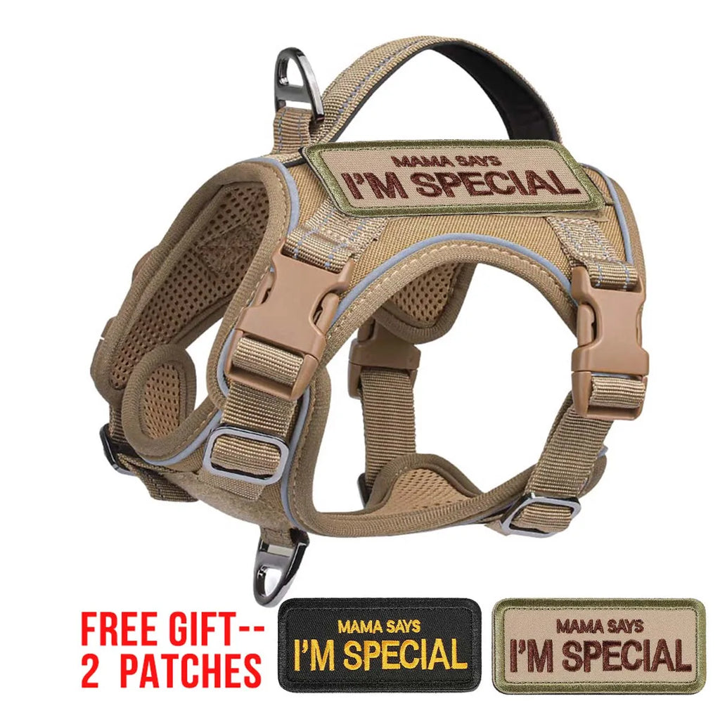 Tactical Dog Harness for Small Dogs - Military Service Dog Vest with Vertical Handle and Reflective Vest for Outdoor Training Dog Harness--KHAKI XS（old）
