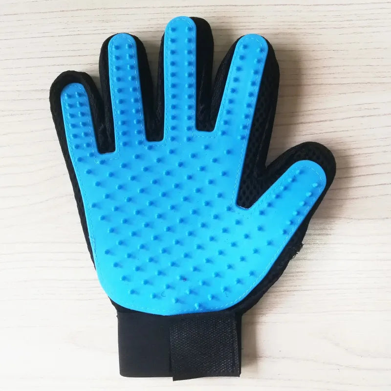 Multicolor Silicone Pet Grooming Gloves for Cats and Dogs – Reusable Hair Removal Mitt sky blue right