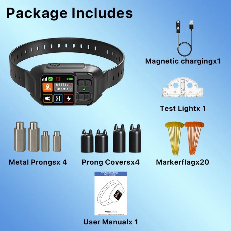GPS Wireless Dog Fencing System - Electric dog fencing with GPS Electric Satellite Technology,Customizable regions,15-2000m black