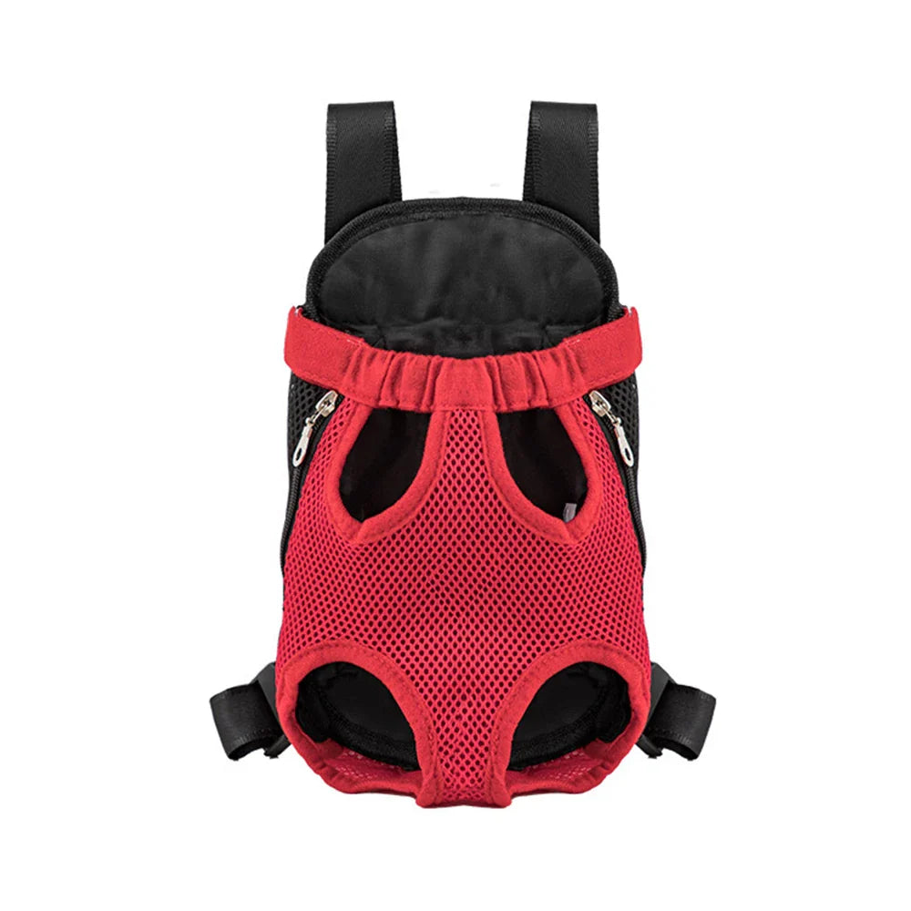 Adjustable Double-Shoulder Pet Carrier Backpack – Breathable Cat & Small Dog Travel Bag, Hands-Free Hiking Carrier Red Grid