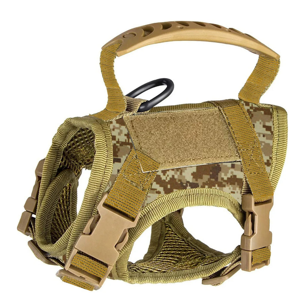 Tactical Cat Harness For Walking Escape Proof Adjustable Pet Vest Harness Soft Mesh With Control Handle For Large Cat Small Dog Camouflage