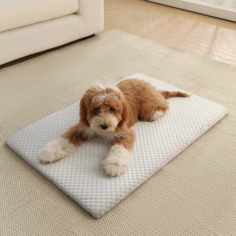 New Summer Ice Silk Cooling Pet Mat Thick Breathable Dog Bed Pad Non-Slip Washable Pet Cooling Sheet for Medium Large Dogs Cats Gray