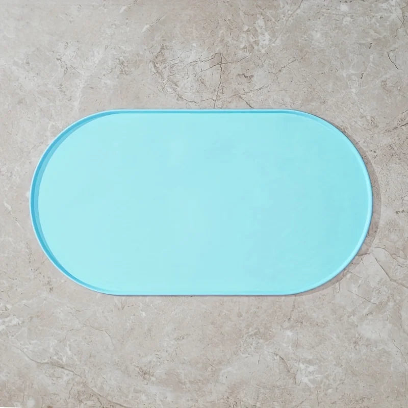 Non-Slip Waterproof Pet Feeding Mat for Cats & Dogs - Silicone Plastic Bowl Mat for Multipet Households Blue -1pc