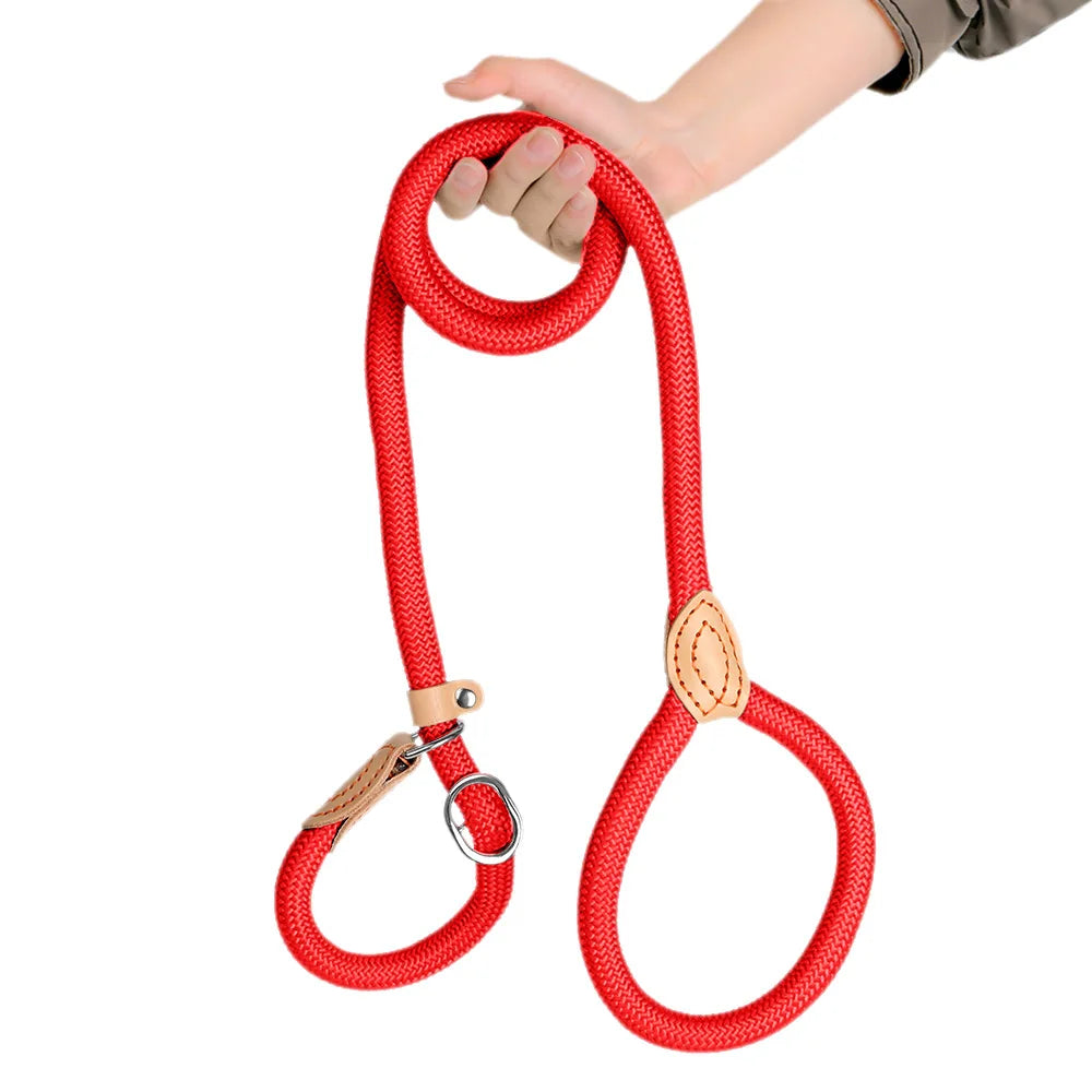 Dog training collar anti riot nylon hand P rope extended thickened unbreakable hand training dog round rope large dog P chain 2
