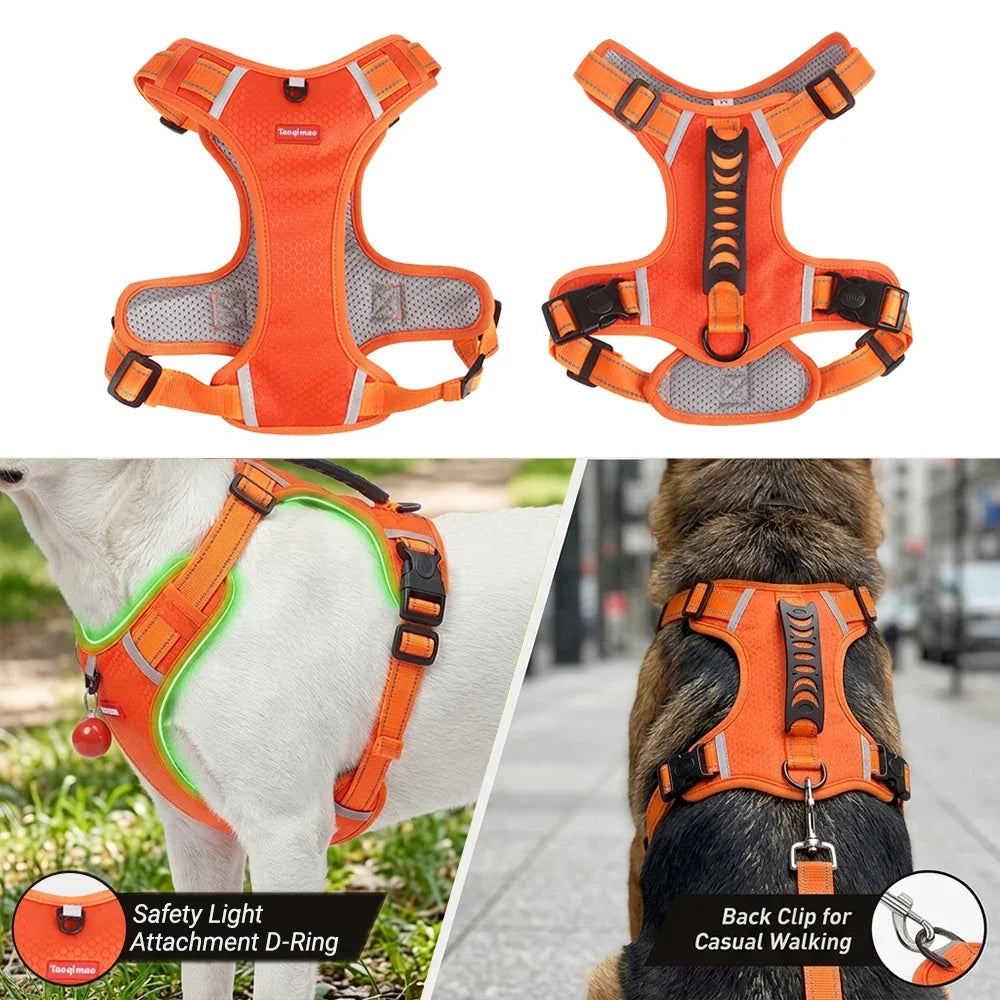 Tactical Dog Harness No Pull Reflective Pet Vest Adjustable Breathable Mesh Dog Chest Strap with Handle for Small Large Dogs Cat