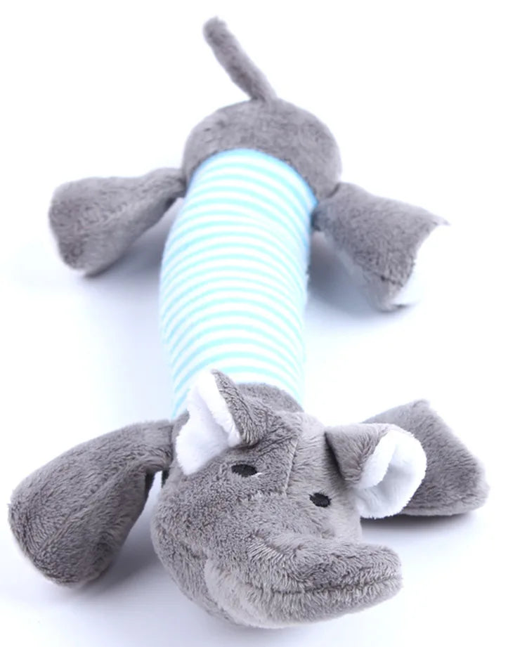 Stuffing-Free Squeaky Plush Dog Toy – Durable Crinkle Chew Toy, Simulated Animal Blue