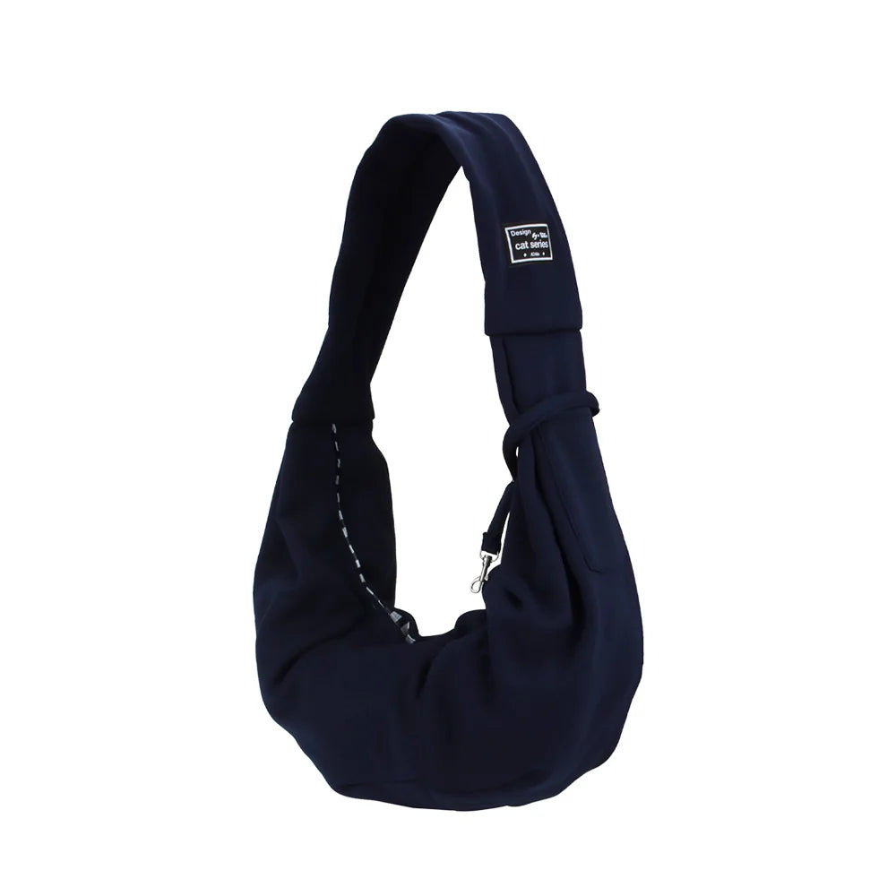 Portable Pet Shoulder Carrier with Phone Pocket – Travel Handbag for Small Dogs & Cats Dark Blue