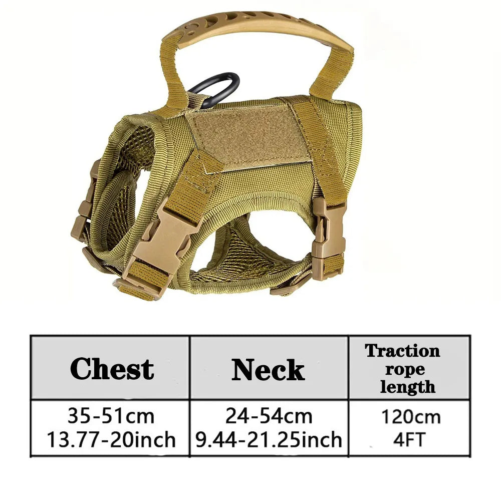 Tactical Cat Dog Harness Leash For Working Adjustable Pet Vest Harness Soft Mesh Training Puppy Straps with Handle For Large Cat brown