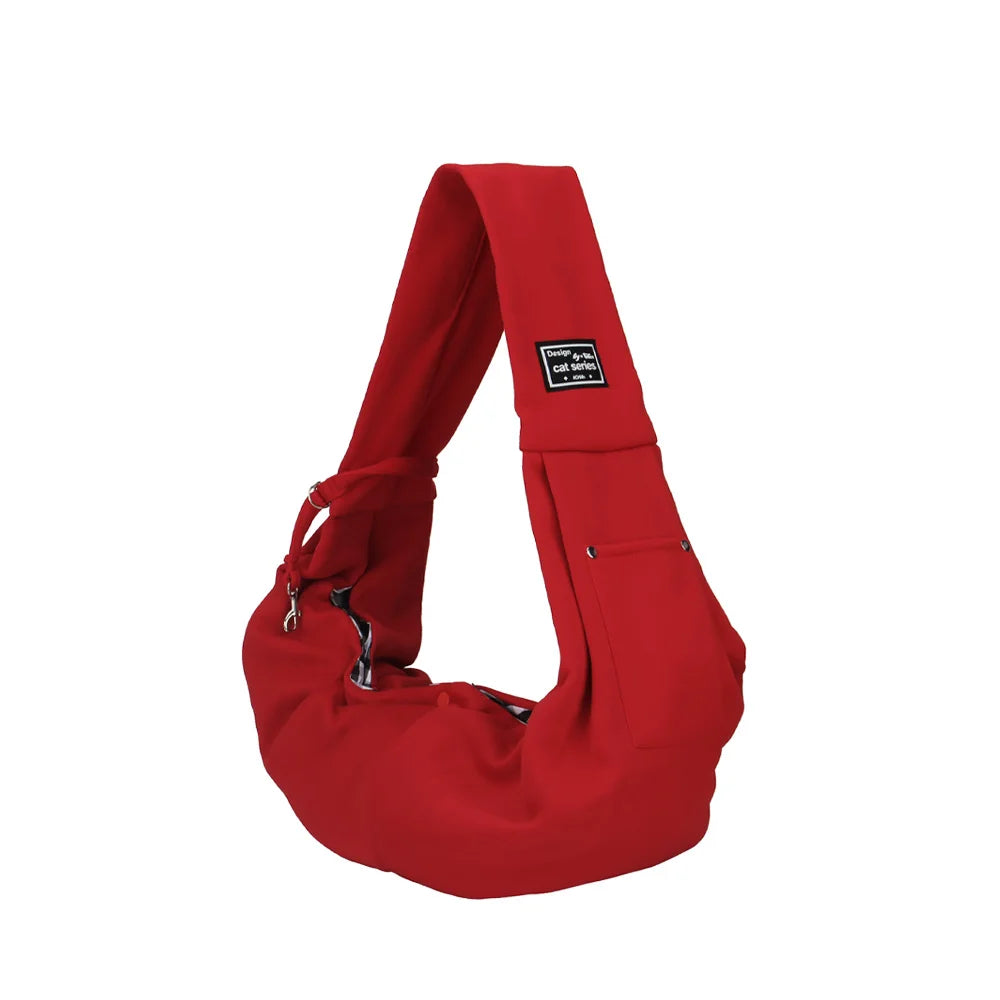 Portable Pet Shoulder Carrier with Phone Pocket – Travel Handbag for Small Dogs & Cats Red