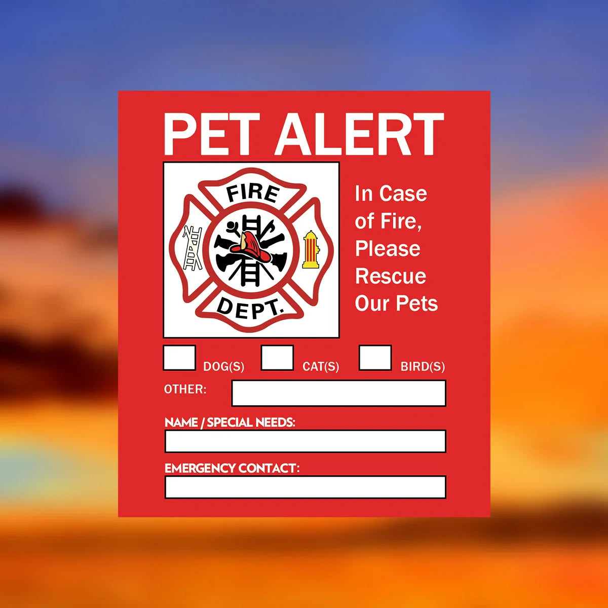 Pet Alert Stickers | Emergency Pet Rescue Window Decals (4 Pack) Window Decals F 11.5x10 cm