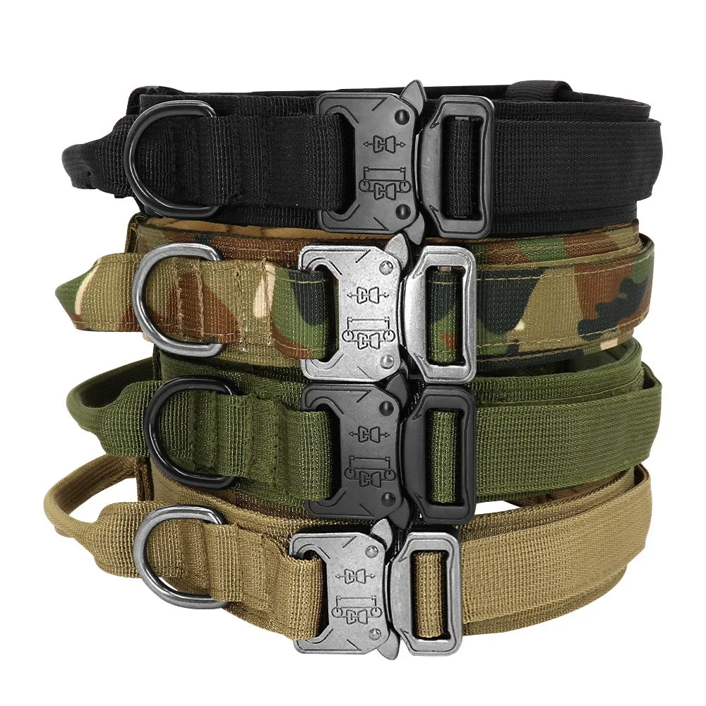 actical Dog Collar Adjustable Military Training Nylon Dog Collar with Heavy Metal Buckle for Medium and Large Dogs