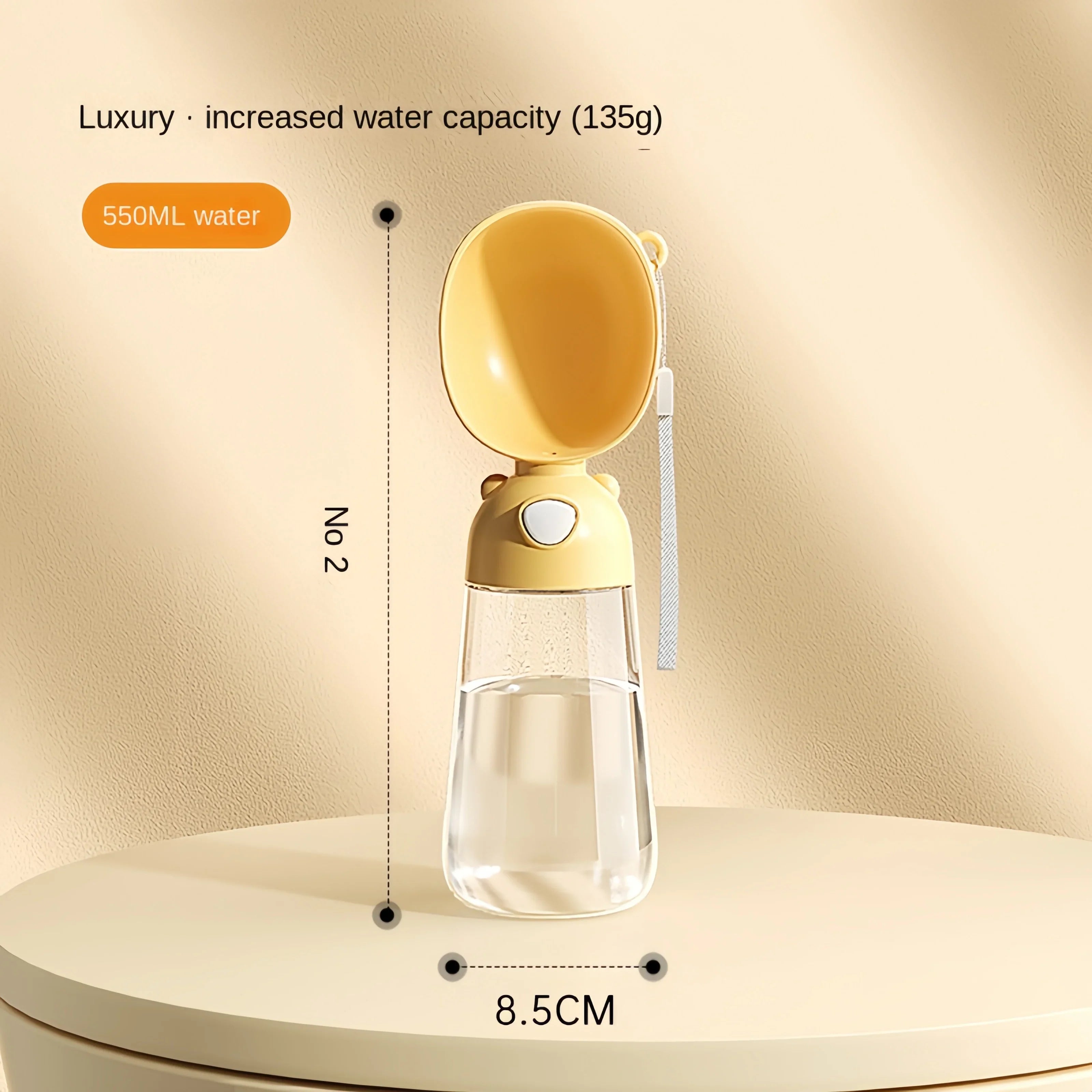 Portable Pet Water Bottle with Food Dispenser, Food-Grade Travel Bowl for Dogs & Cats yellow feed water