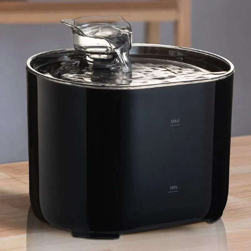 Cat Water Fountain Auto Recirculate Filtring Cats Dog Water Dispenser USB Electric Mute Pump Cat Ear Pet Cats Drinking Fountain Black