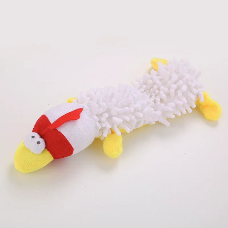 Small Breed Dog Plush Toy 10.2 in (26 cm) Animal Shape Squeaky Chew and Dental Cleaning Toy for Chihuahua Yorkie Bichon Puppies As the pictures White Chick China Mainland
