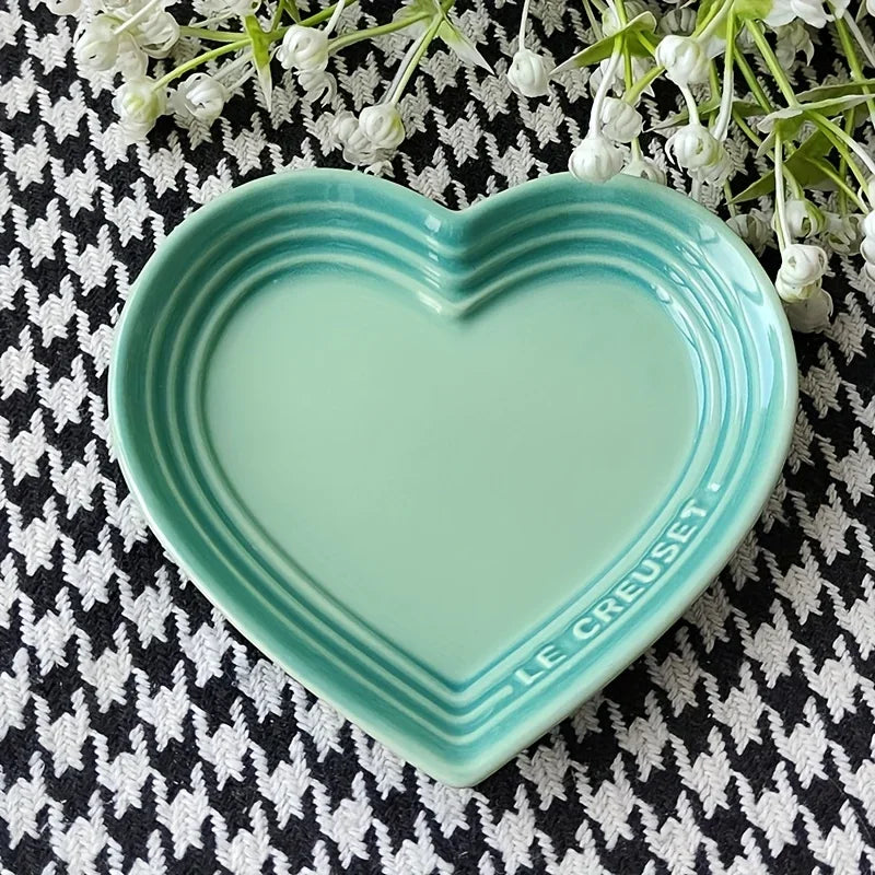 Heart-Shaped Ceramic Pet Bowl 12 cm (4.7 in) – Wide Anti-Vomiting Design for Small Cats & Dogs Blue 4.72inch