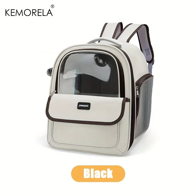 Transparent Bubble Pet Backpack Carrier for Cats & Small Dogs - Breathable Outdoor Capsule Carrier Black