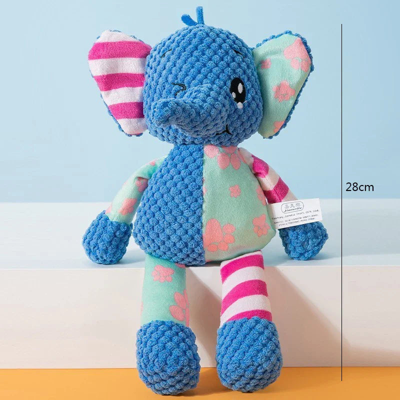 Plush Squeaky Dog & Cat Chew Toy — Bite-Resistant Interactive Puzzle for Teeth Cleaning Elephant