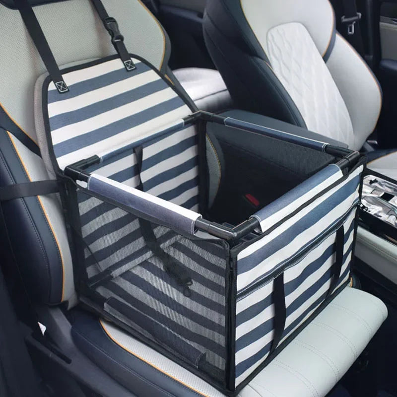 Waterproof Travel Dog Car Seat Hammock – Pet Carrier for Small & Medium Dogs (15.4 x 15.4 x 10.6 in / 39 x 39 x 27 cm) White blue