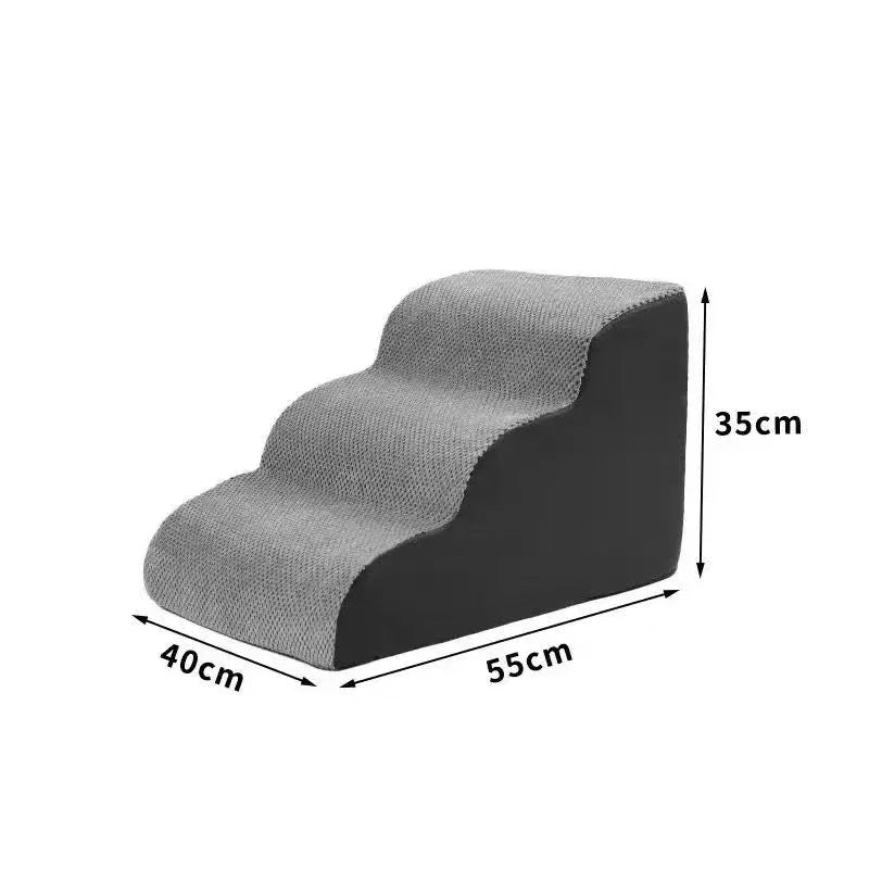 Adjustable 1-3 Step Washable Pet Ramp & Dog Stairs for Sofa and Bed Easy to Assemble Grey-3