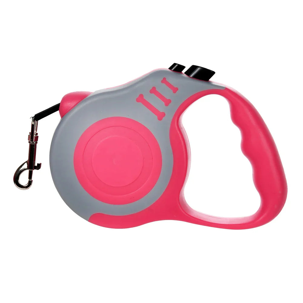 Retractable Dog Leash 3m (10ft) / 5m (16ft) Nylon Quick-Release Leash for Small to Large Dogs — Walking, Hiking & Travel Red And Gray China Mainland