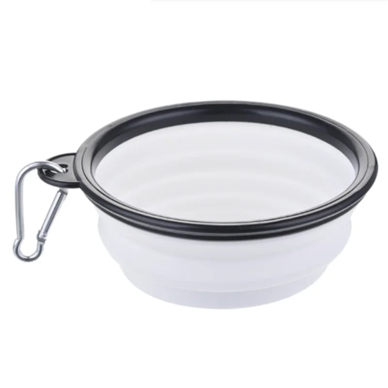 Collapsible TPR Travel Pet Bowl for Dogs & Cats — Portable Food & Water Dish (350/650/1000 ml | 12/22/34 oz) White