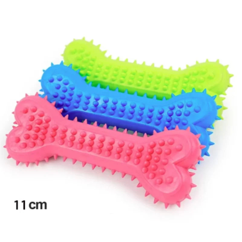 Durable Rubber Bone Chew Toy for Small Dogs - Bite-Resistant Teeth-Cleaning Training Toy 3PCS B