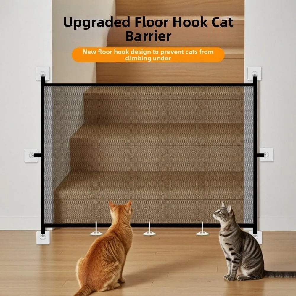 Portable Retractable Pet Barrier Fences Folding Anti-Escape Pet Safety Gate Mesh with Hooks Dog Isolation Gate Hallways