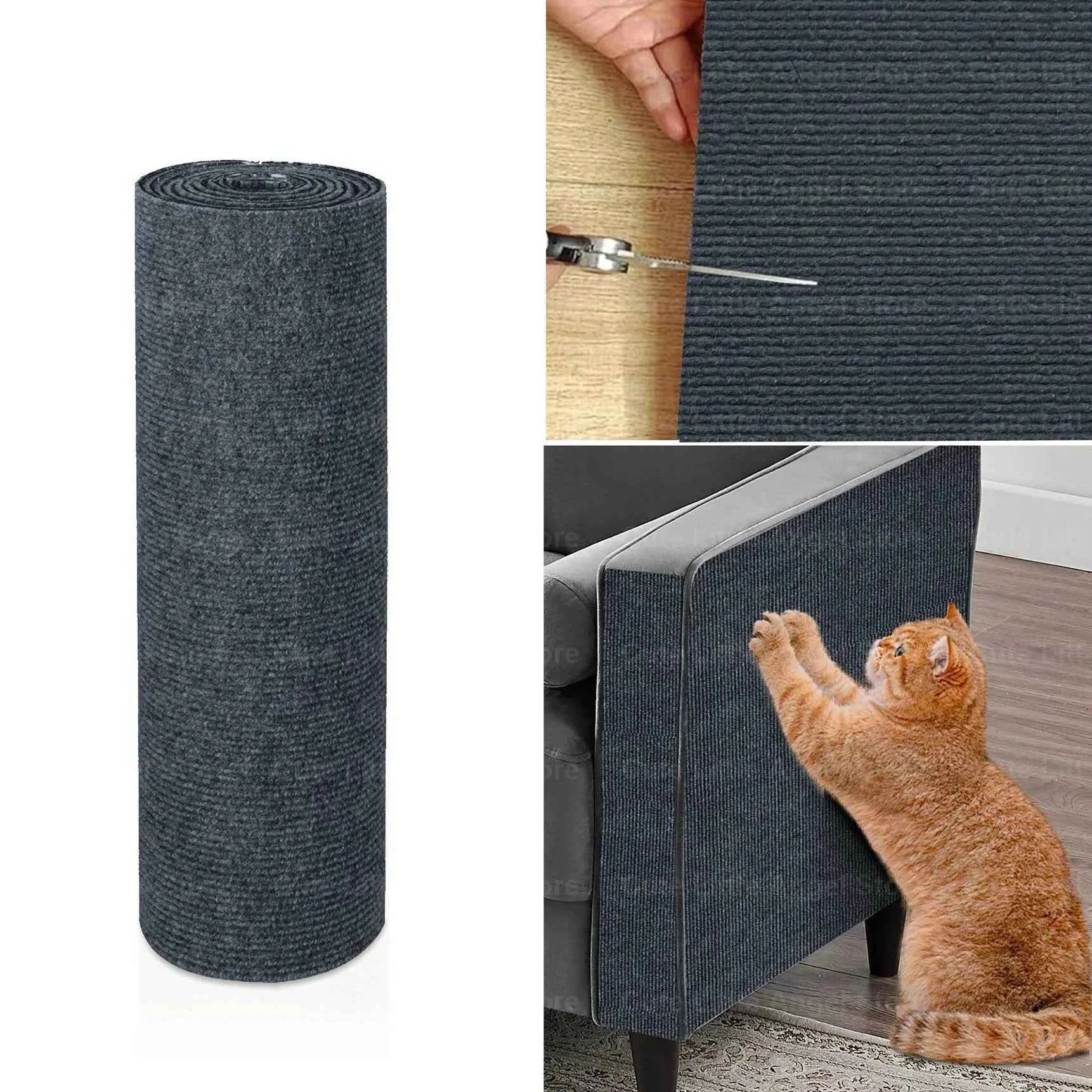 Cat Scratcher Sofa Protector 40x300cm – Self-Adhesive Trimmable Scratch Mat for Furniture Protection Dark Gray