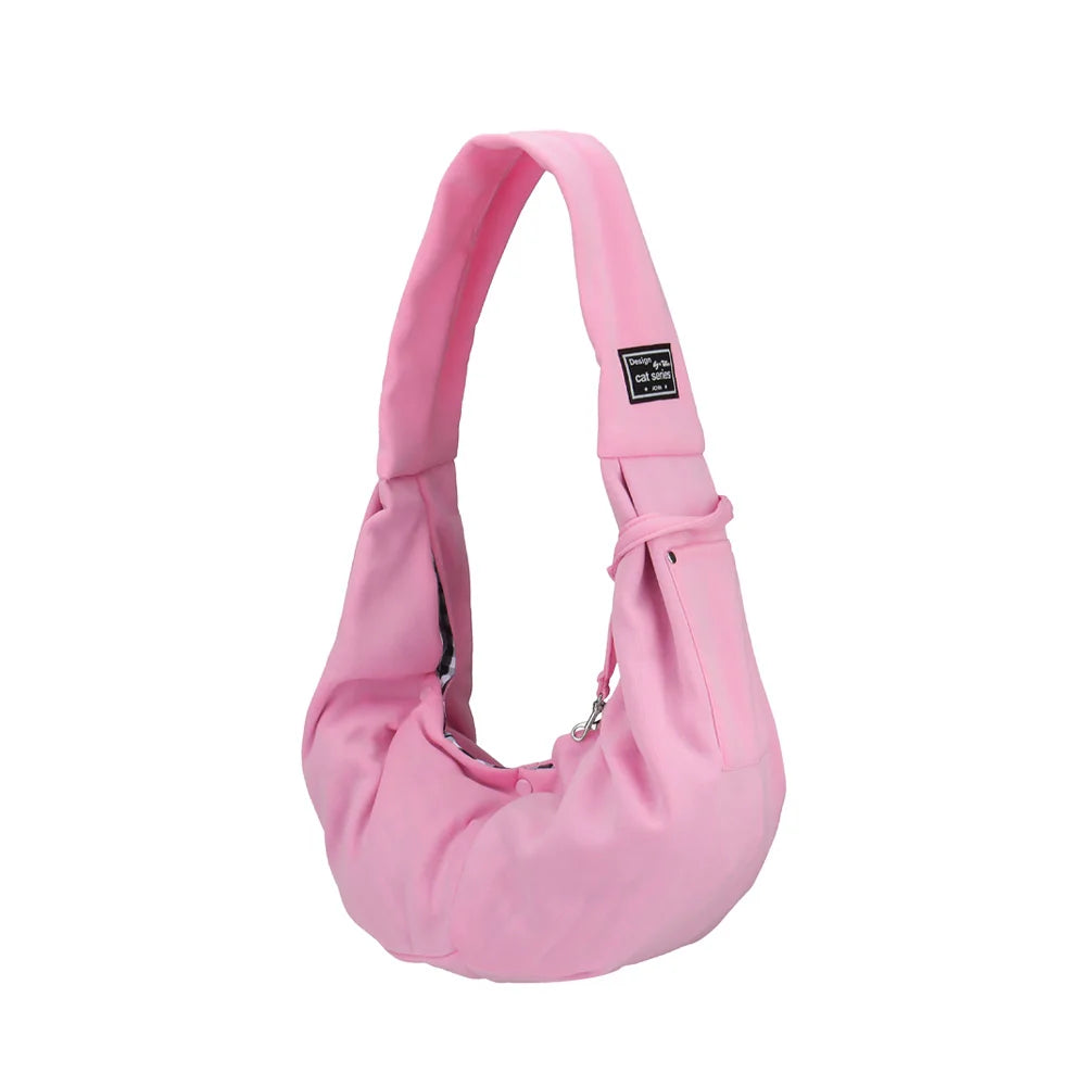 Portable Pet Shoulder Carrier with Phone Pocket – Travel Handbag for Small Dogs & Cats Pink