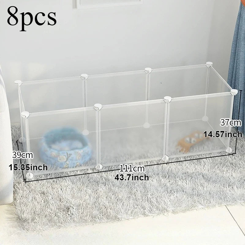 Foldable Dog Cage Yard Fence,Small Pet Playpen DIY Freely Combined with Assembled, for Dog Cat Kitten Rabbit Guinea Pig Bunny 8pcs