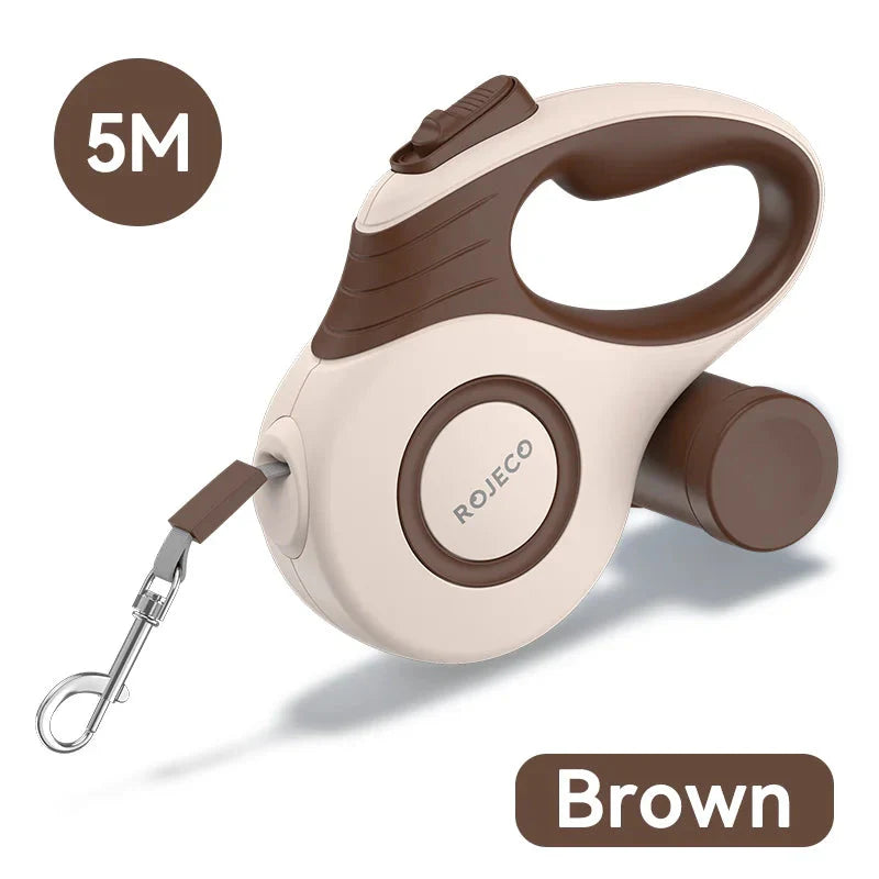 Automatic Retractable Dog Leash 3M/5M Extendable Rope For Outdoor Travel Walking Hiking Small Dogs Traction Rope Cat Lead Brown