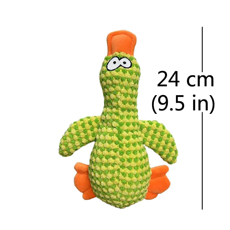 Plush Duck Squeak Dog Toy – Dental Chew for Puppies & Dogs (Small, Medium, Large) Light Green