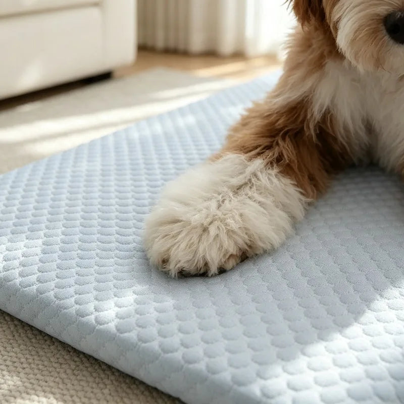 Pet Mat Pet Cooling Sheet Summer Ice Silk Cooling Pet Dog Bed Pad Thick Breathable Non-Slip Washable for Medium Large Dogs Cats
