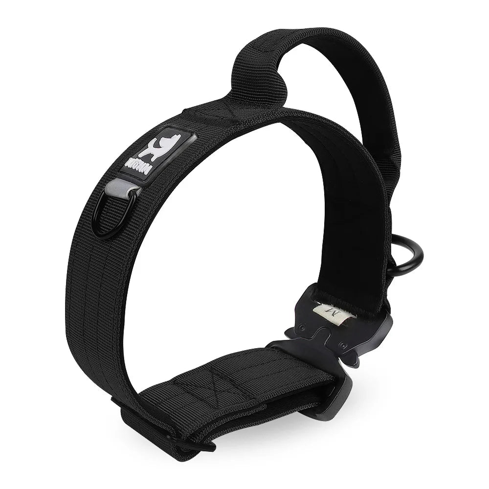 Tactical Police Dog Collar Military Adjustable Duarable German Shepard for Medium Large Walking Training Pet Accessories black