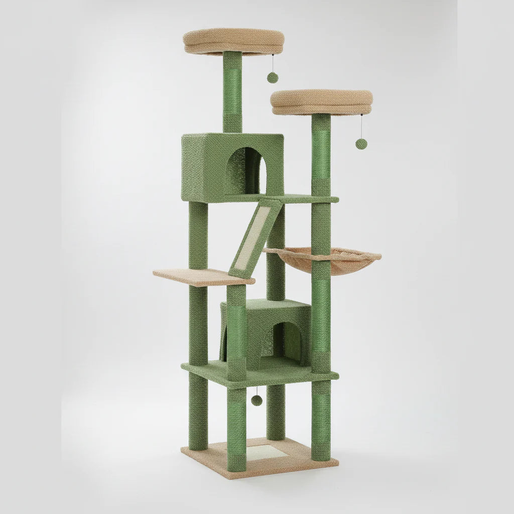 Extra Tall Cat Tree Tower – 6–7 ft Multi-Level Plush Condo with Scratching Posts G