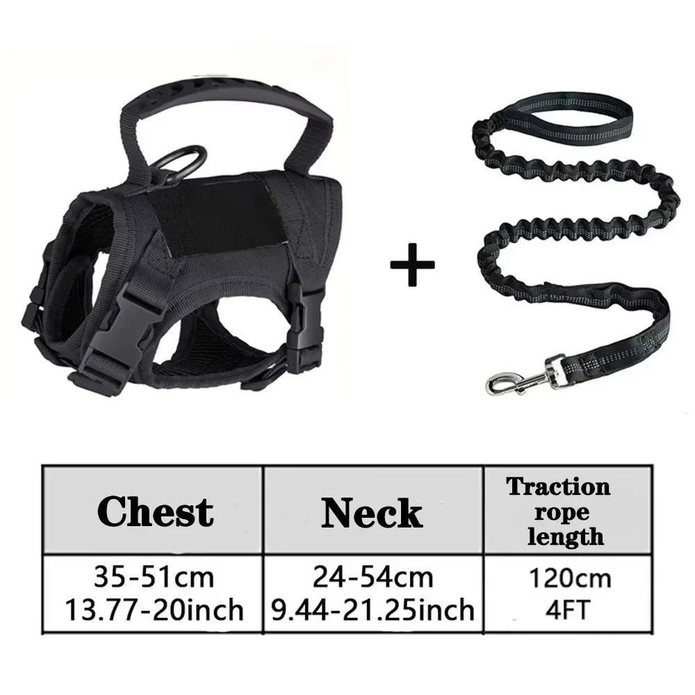 Tactical Cat Dog Harness Leash Adjustable Soft Mesh Pet Vest Cats Escape Proof Vest for Working Training for Large Cat/Small Dog Black SetA