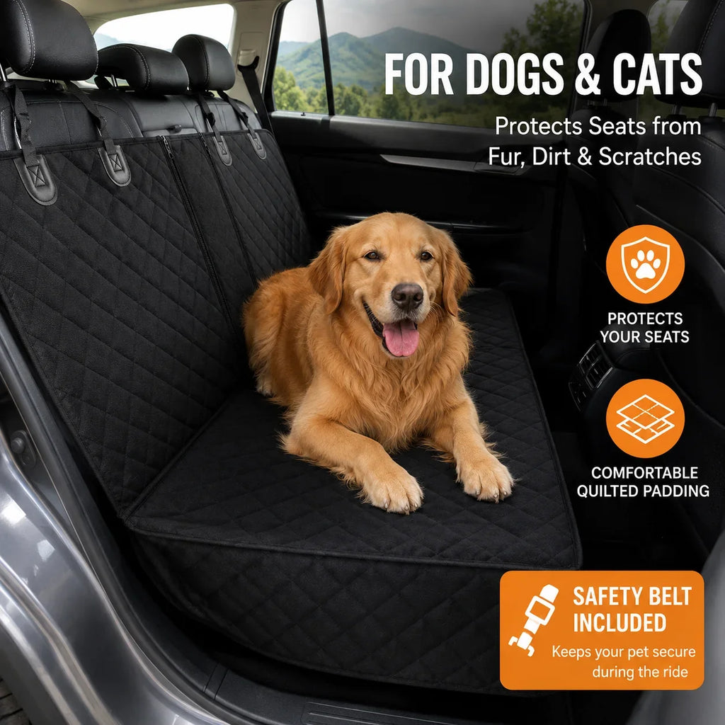 Waterproof Dog Car Seat Cover Rear Bench Pet Seat Protector Lightweight Quilted Back Seat Mat for Dogs Cats SUVs Cars Trucks