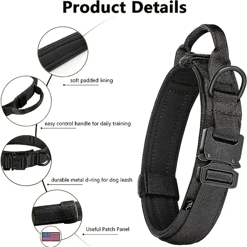 Tactical Dog Collar Adjustable Nylon Dog Supplies With Heavy Duty Metal Buckle Durable Training Collar For Medium And Large Dogs
