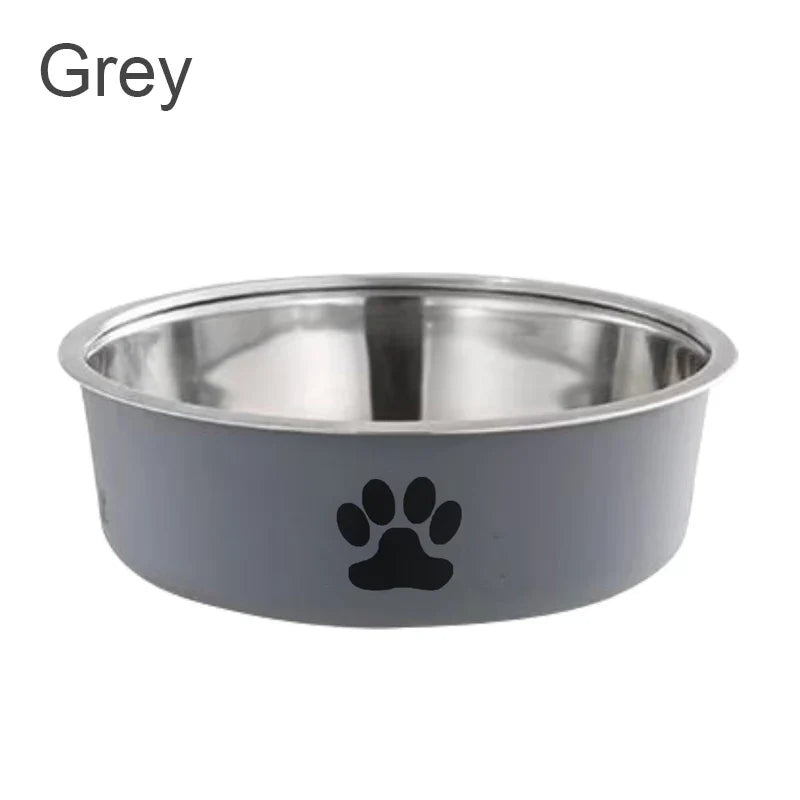 Non-Slip Stainless Steel Pet Bowl for Small Dogs & Cats - Food-Grade Water & Feeding Bowl (Multiple Sizes) Grey