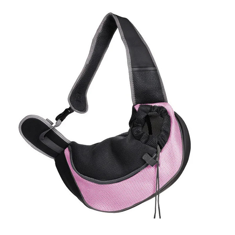 Pet Sling Carrier Shoulder Bag — Mesh Crossbody Travel Carrier for Small Dogs & Cats (S: up to 6.6 lb / 3 kg, L: up to 13.2 lb / 6 kg) pink