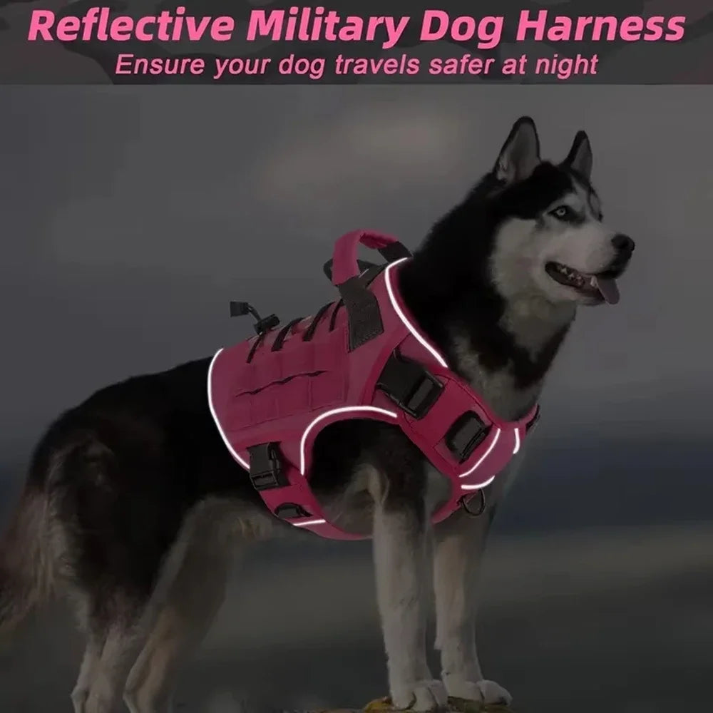 Adjustable No-pull Tactical Dog Harness With Handle For Large Dogs Reflective Vest For Labrador Retriever Siberian Dogs Supplies