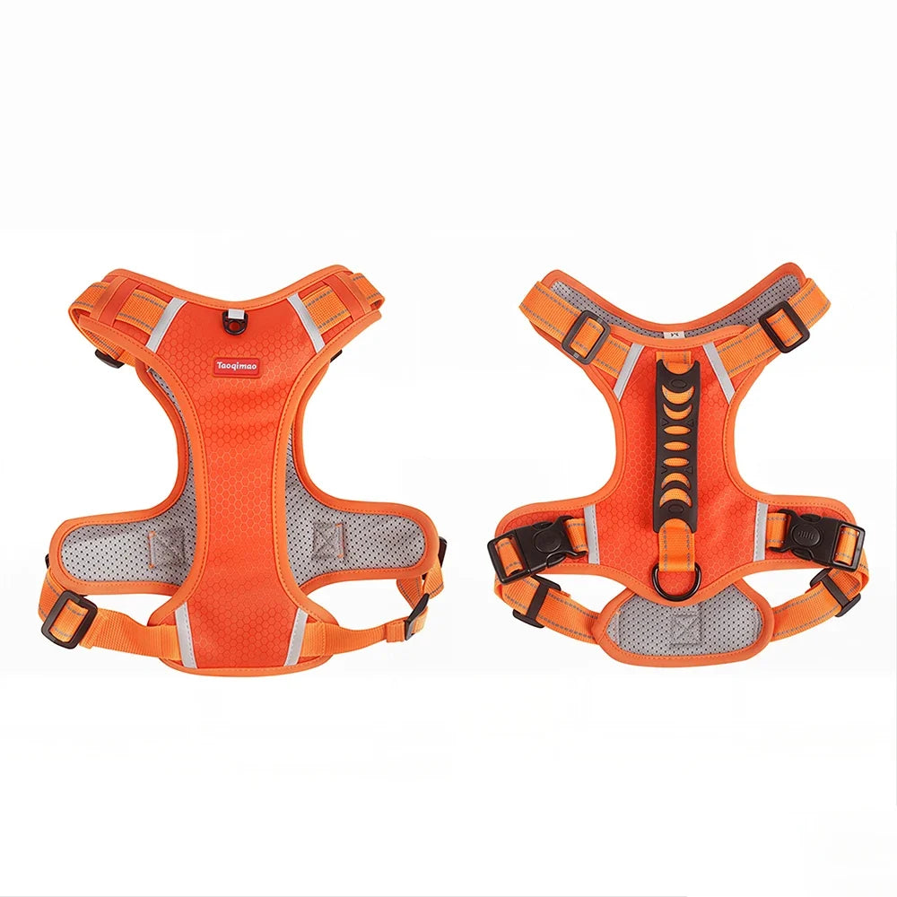 Tactical Dog Harness No Pull Reflective Pet Vest Adjustable Breathable Mesh Dog Chest Strap with Handle for Small Large Dogs Cat Orange