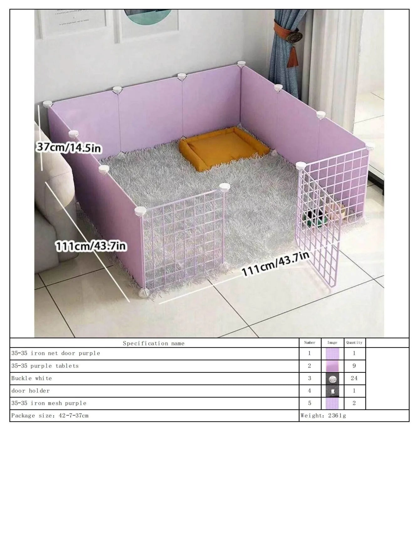 Dog Pet Fence Indoor Isolation Gate Dog Cage Small Dog Iron Guardrail Freely Combinable Cat and Dog Pet Fence Slh088-Z12A