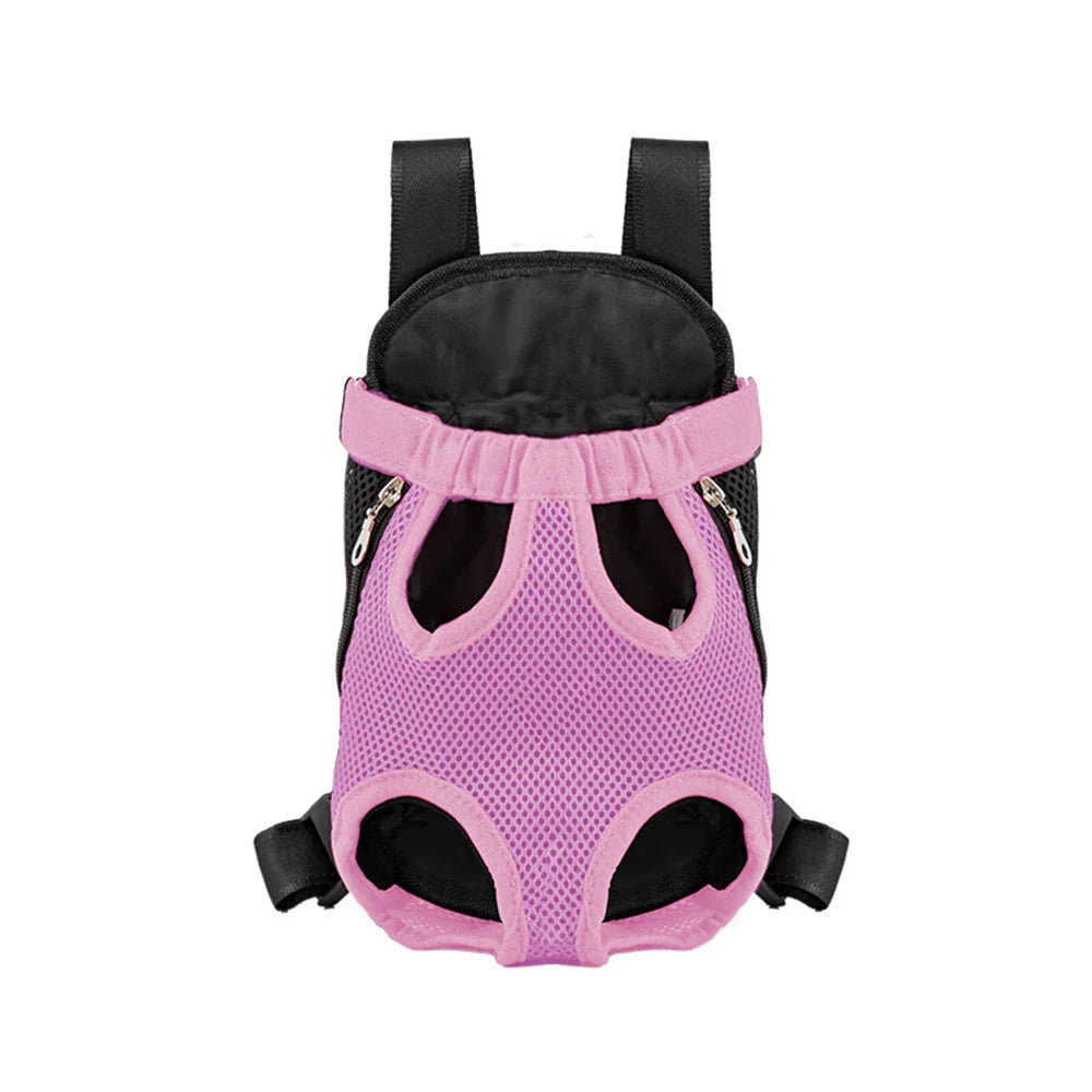 Breathable Camouflage Mesh Dog Carrier Backpack — Adjustable Pet Backpack for Small Dogs up to 22 lb (10 kg) Pink Grid